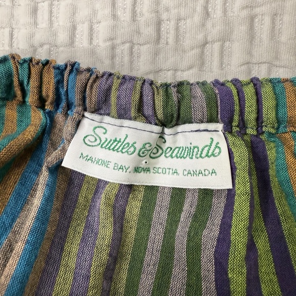 Vintage Suttles and Seawinds Tiered Striped Midi Skirt Sz M (Waist 28) Cotton - Picture 5 of 12